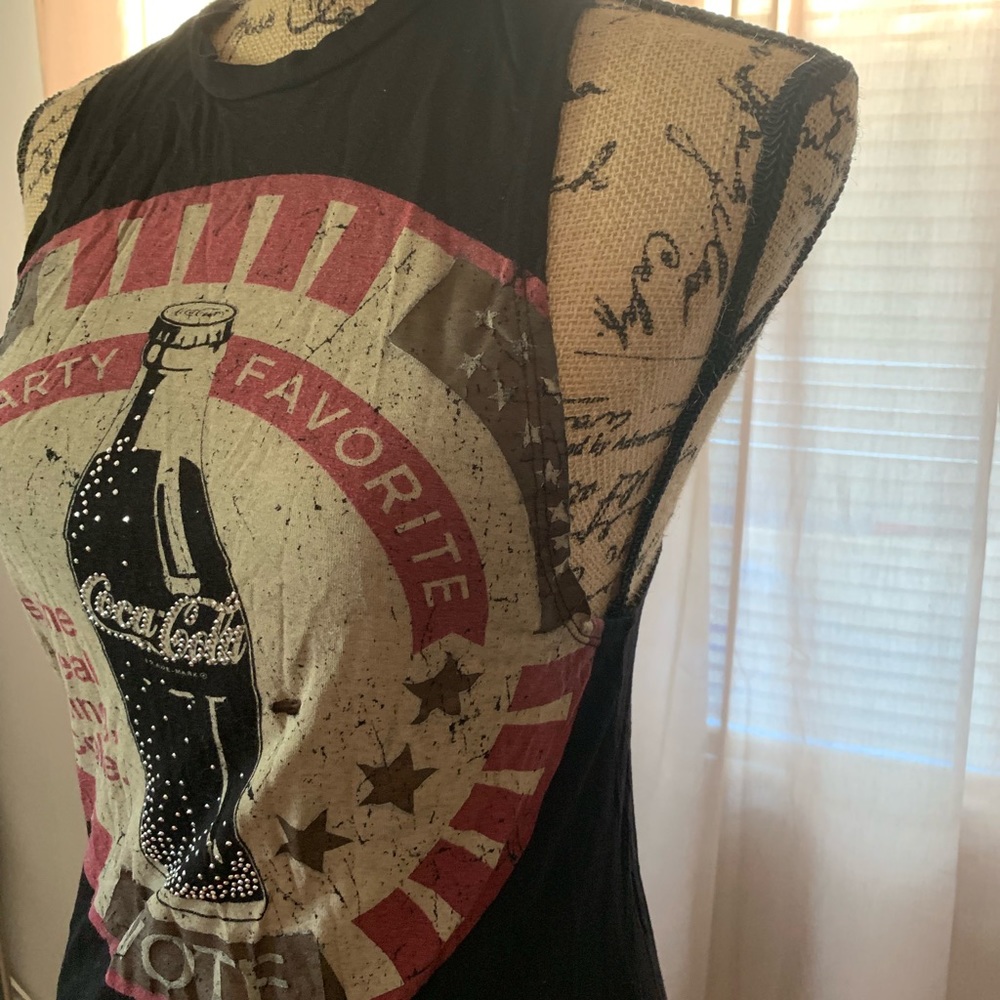 Coca Cola rhinestone logo muscle tee